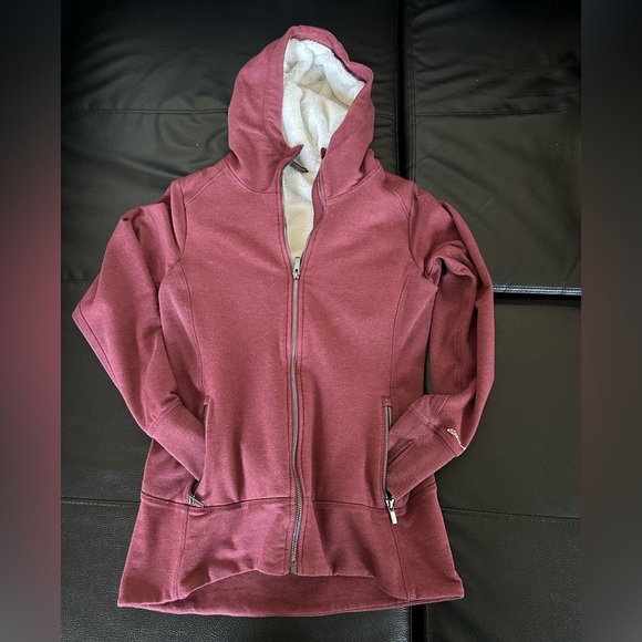 Eddie Bauer Jacket Women’s Size S Redish Sherpa Faux Fur Lined Hooded Full Zip - Picture 4 of 7